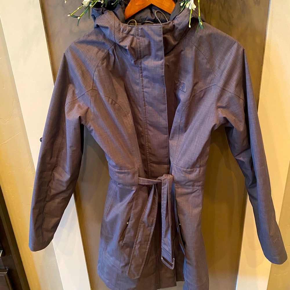 North Face dark gray trench - lined and warm!